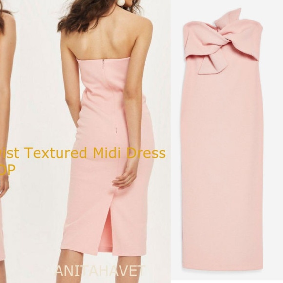 Topshop Bow Twist Textured Midi Dress - Picture 2 of 2